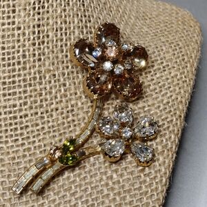 Rare Schoffel Austria Crystal Flower Brooch